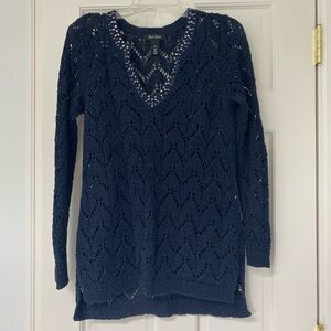 White House Black Market Navy V-Neck Sweater